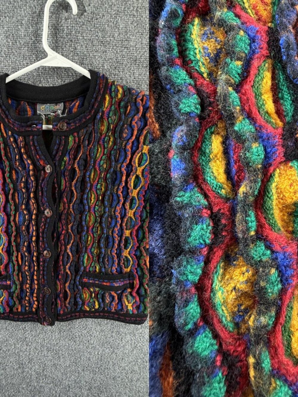 COOGI Australia Authentic Women Sweater Pure New Wool Colorful Cardigan Small XS